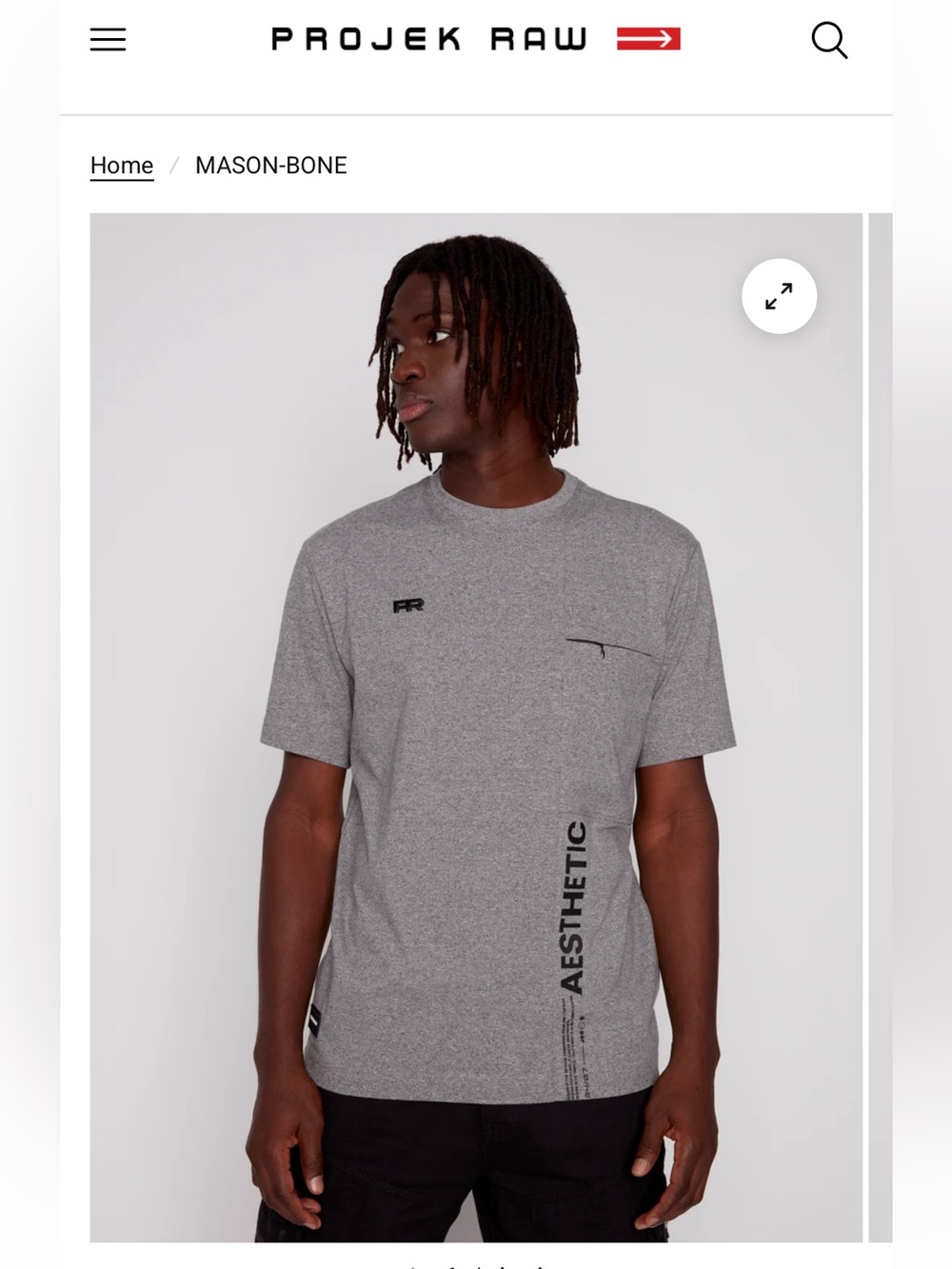 PROJEK RAW Mason-Bone Grey Aesthetic Graphic Tee